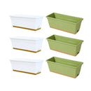 Plastic Flower Pot Set 6PCS Rectangular Planter Box Balcony Garden Vegetable Pot