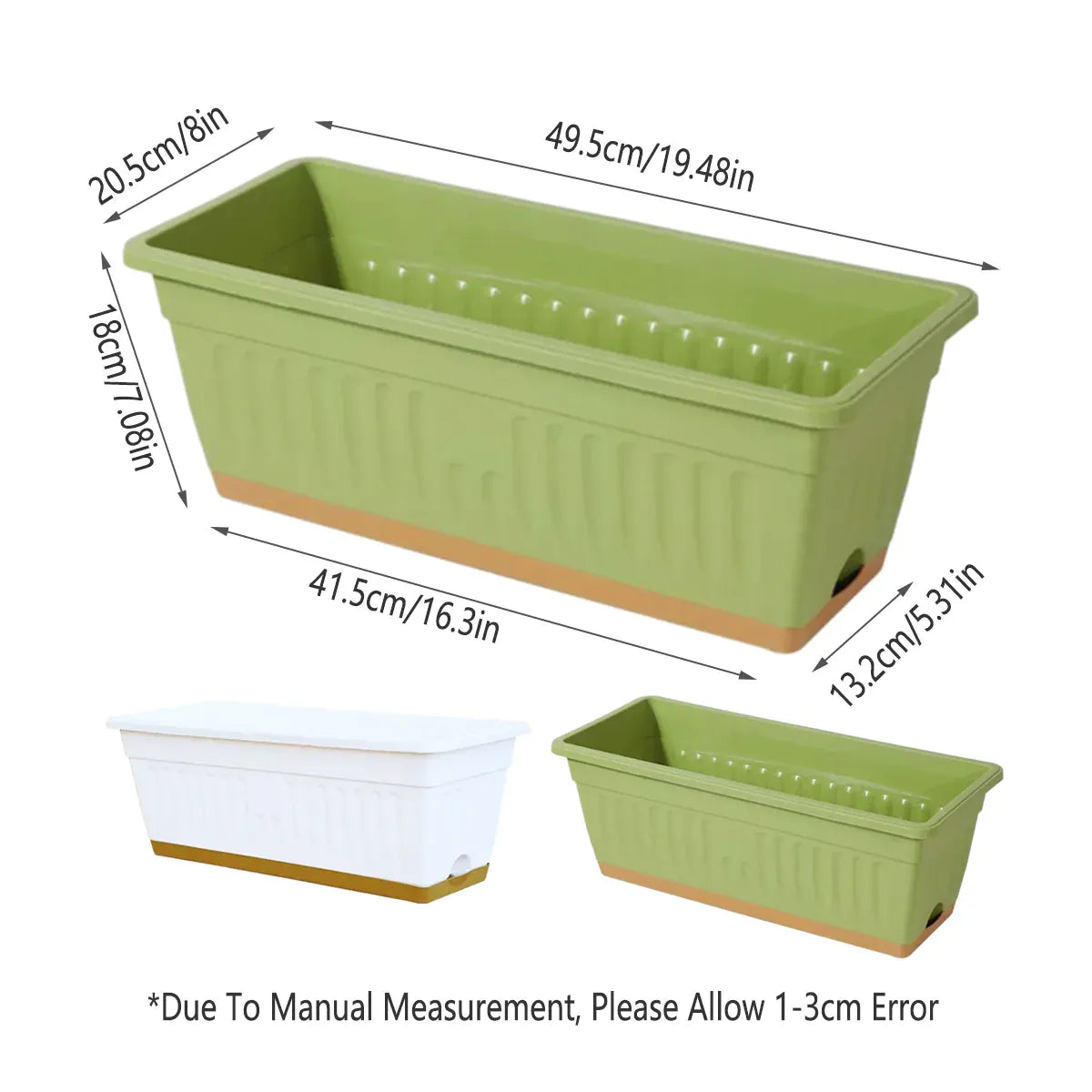 Plastic Flower Pot Set 6PCS Rectangular Planter Box Balcony Garden Vegetable Pot