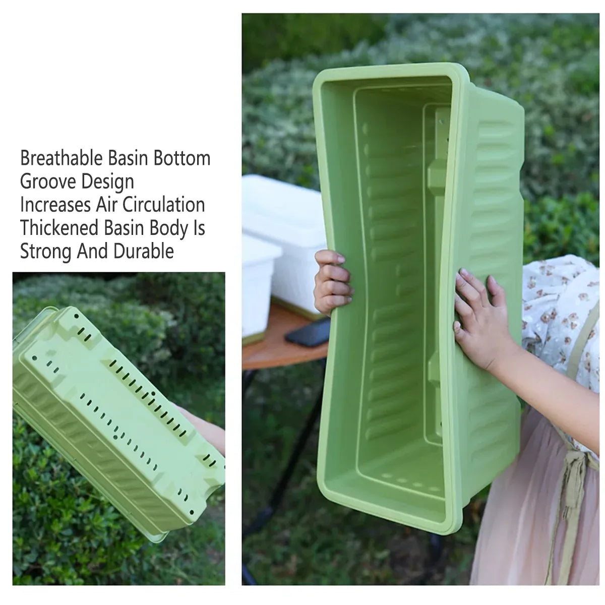 Plastic Flower Pot Set 6PCS Rectangular Planter Box Balcony Garden Vegetable Pot