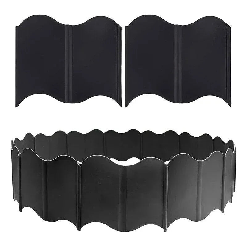 20PCS Garden Edging Fence Decorative Plastic Lawn Border Panels Landscaping - Black