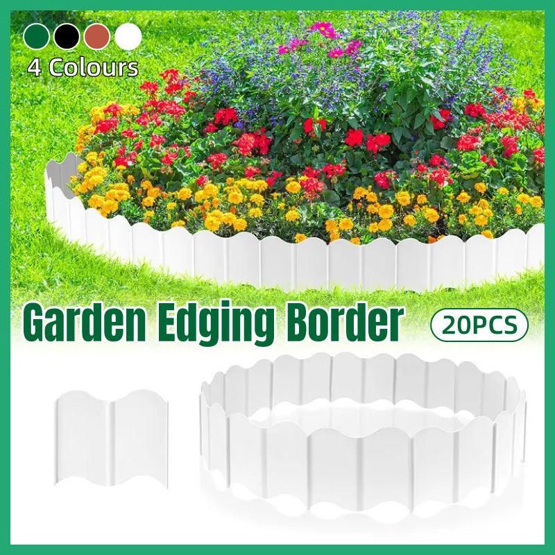 20PCS Garden Edging Fence Decorative Plastic Lawn Border Panels Landscaping - Black