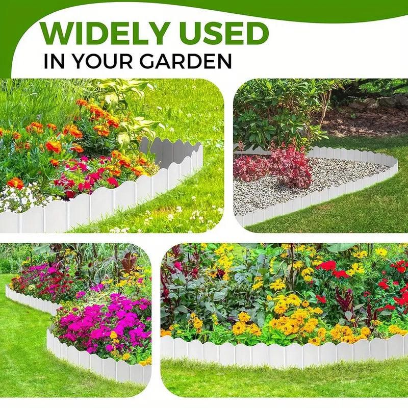 20PCS Garden Edging Fence Decorative Plastic Lawn Border Panels Landscaping - Green