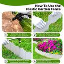 20PCS Garden Edging Fence Decorative Plastic Lawn Border Panels Landscaping - Green