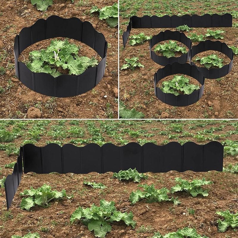 20PCS Garden Edging Fence Decorative Plastic Lawn Border Panels Landscaping - Green