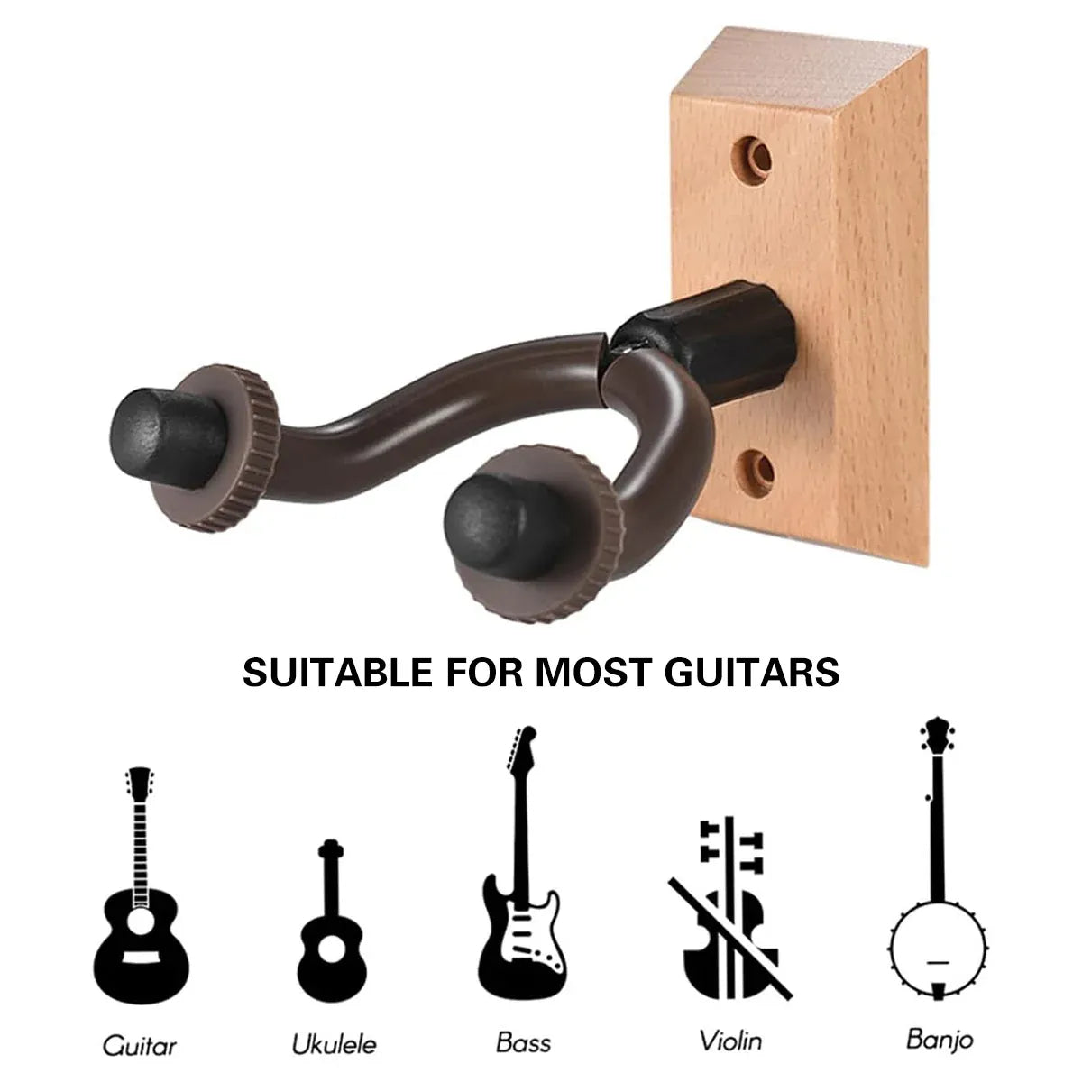 2PCS Guitar Wall Hanger Hook Holder Sturdy for Bass Ukulele Instrument Storage