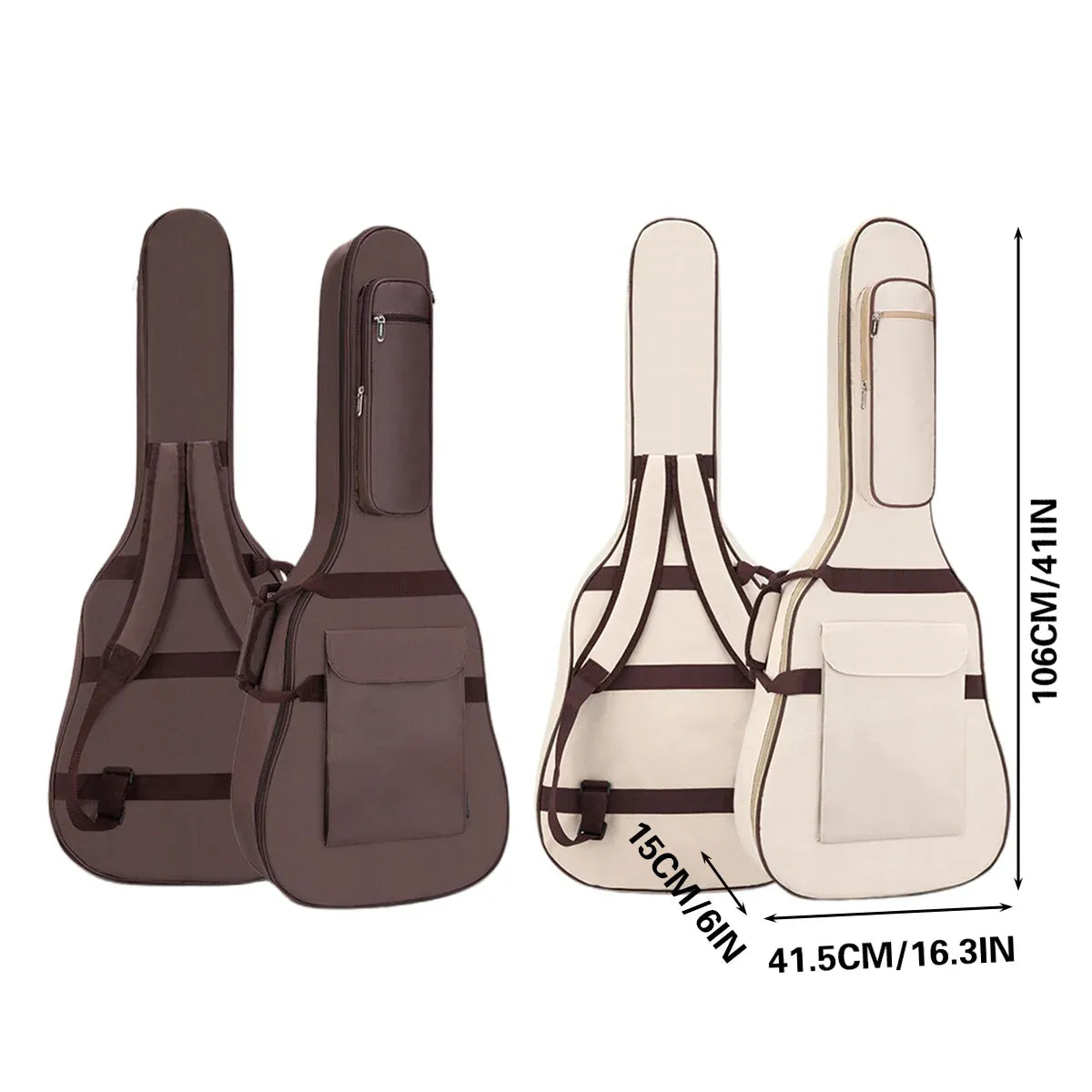 Waterproof Guitar Bag Musical for Guitars Protection Home Travel Gig Practice - Coffee