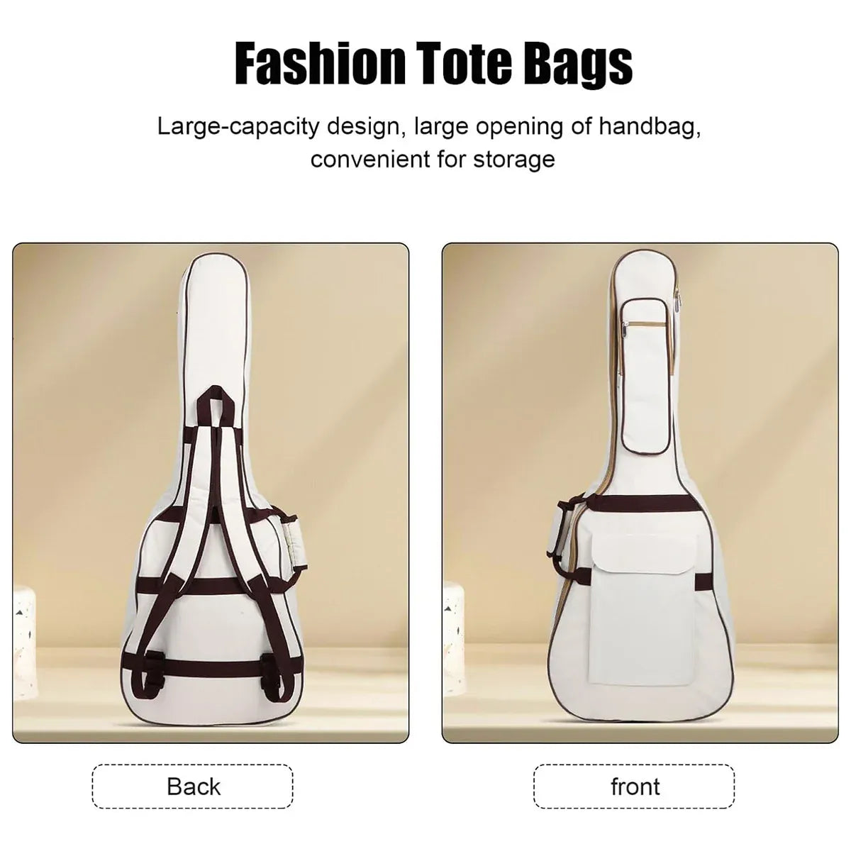 Waterproof Guitar Bag Musical for Guitars Protection Home Travel Gig Practice - Coffee