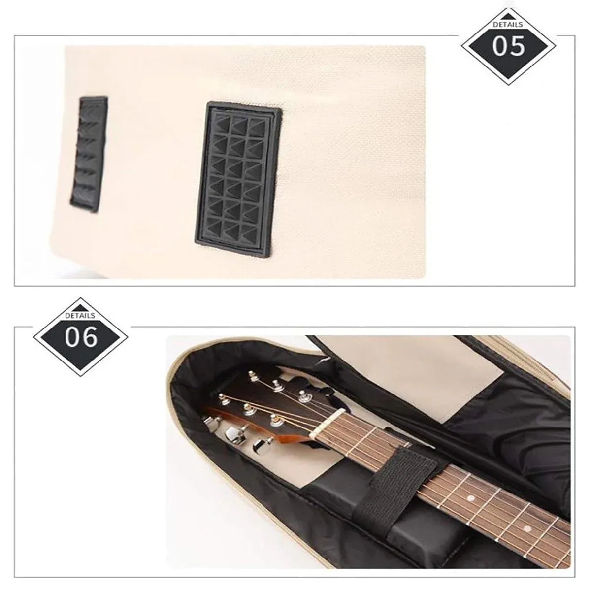Waterproof Guitar Bag Musical for Guitars Protection Home Travel Gig Practice - Coffee