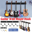 5 Hangers Guitar Wall Stand with Adjustable Aluminium Alloy Rail Black