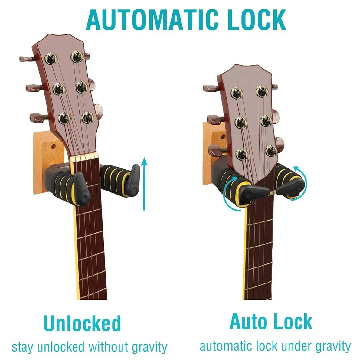 Guitar Stand Self Locking Hook Wall Mounted Hanger Guitar Hook Heavy Duty Holder