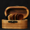 Solid Wood Guitar Pick Storage Case Moistureproof Durable Portable with Dividers