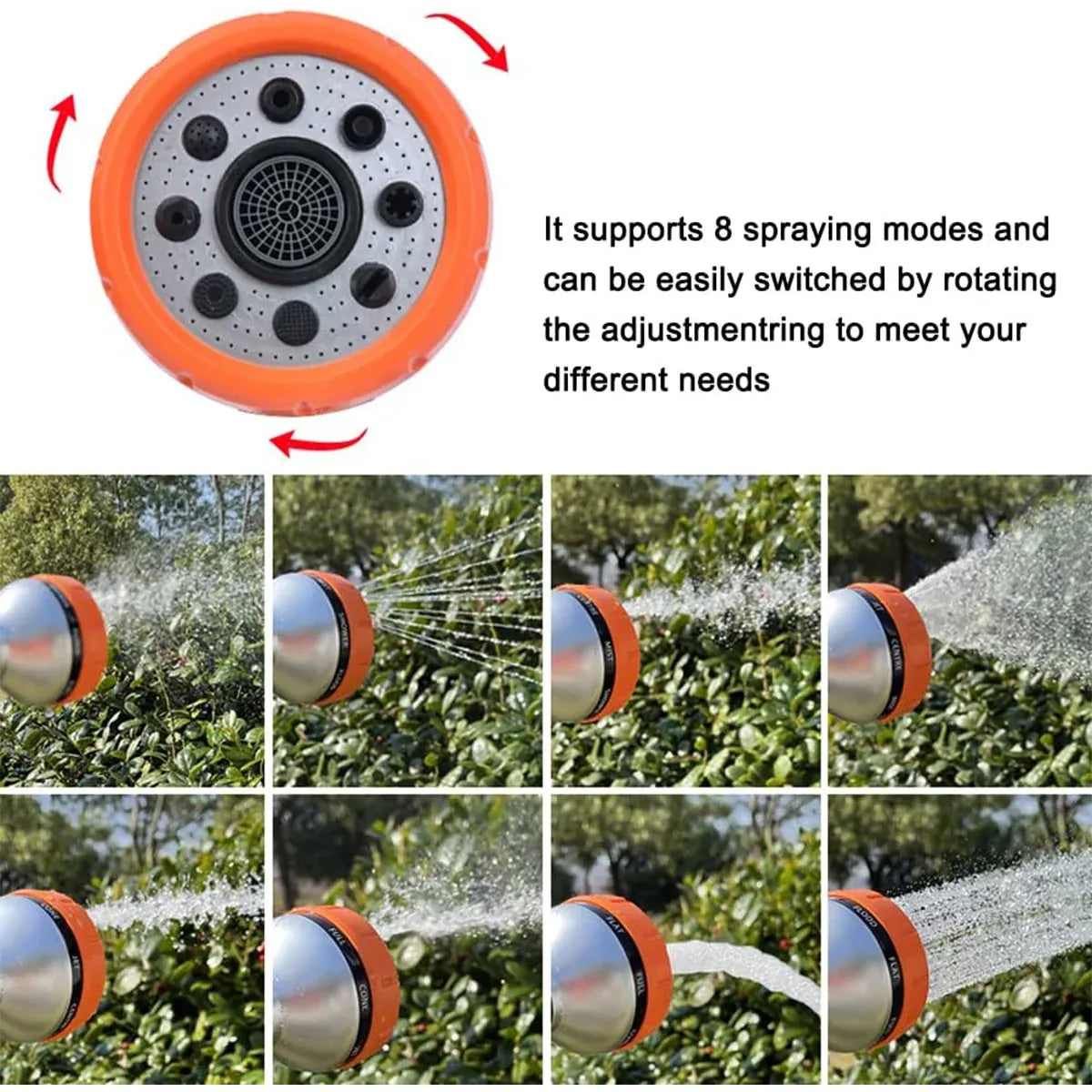 High Pressure Foam Spray Nozzle 8 Mode Garden Hose Car Wash Cleaning Tool