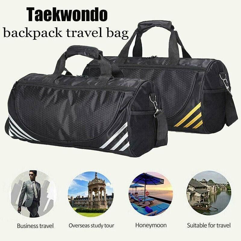 Gym Duffle Bag Waterproof Taekwondo Travel Duffel Bag Outdoor Large Size Black - Black+Gold