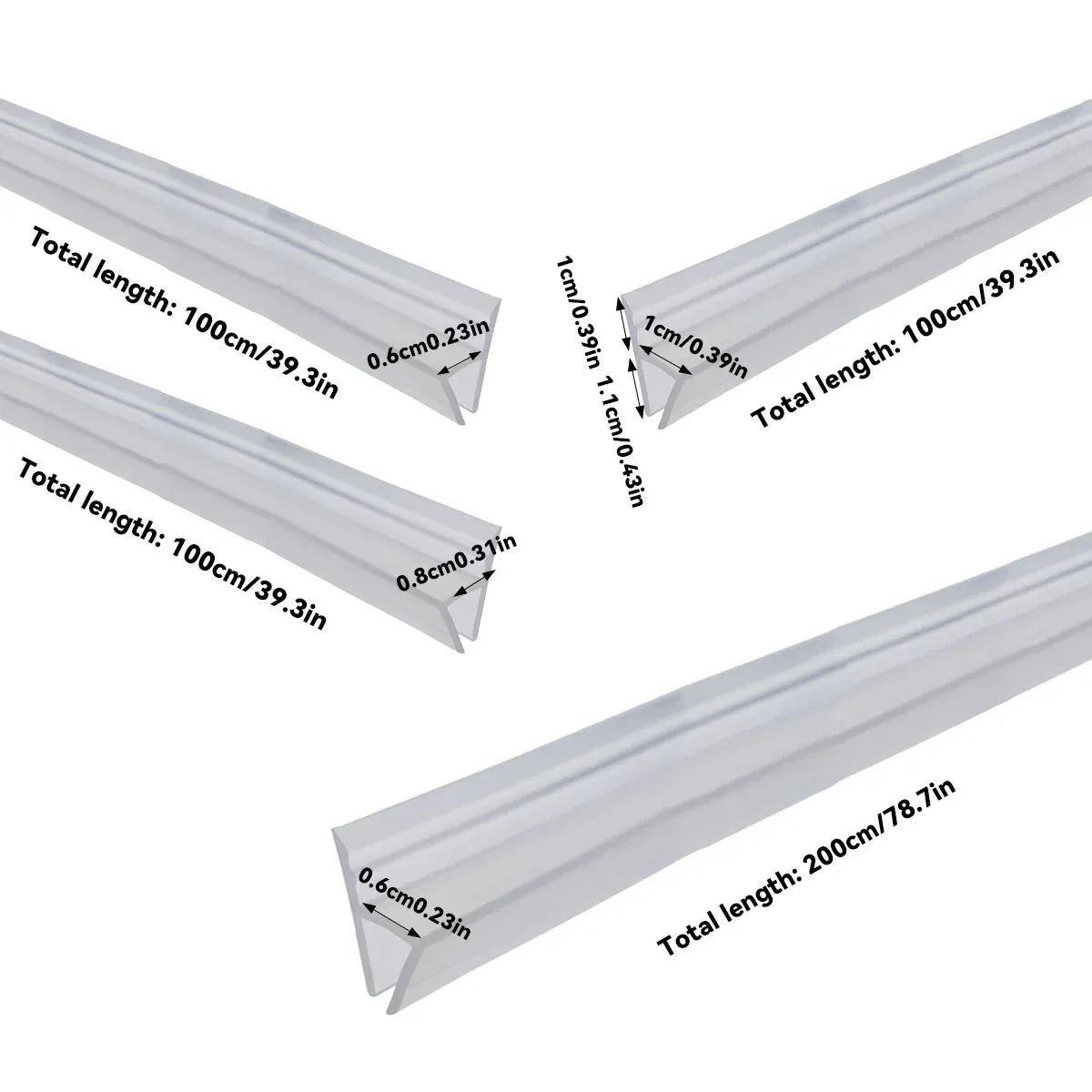 Silicone Sealing Strip Weatherproof Soundproof Door Window Seal for Home Office - 0.8 x 100CM