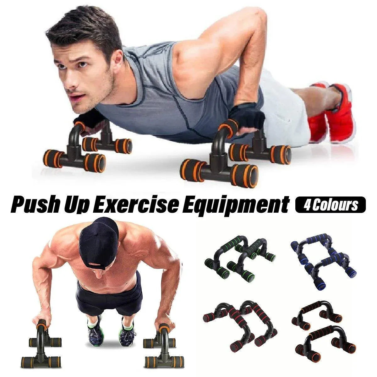 H Shaped Push Up Bars Home Fitness Equipment for Chest Arm Shoulder Training - Blue