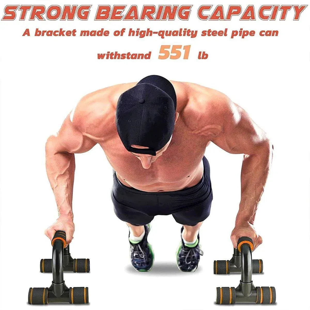H Shaped Push Up Bars Home Fitness Equipment for Chest Arm Shoulder Training - Blue