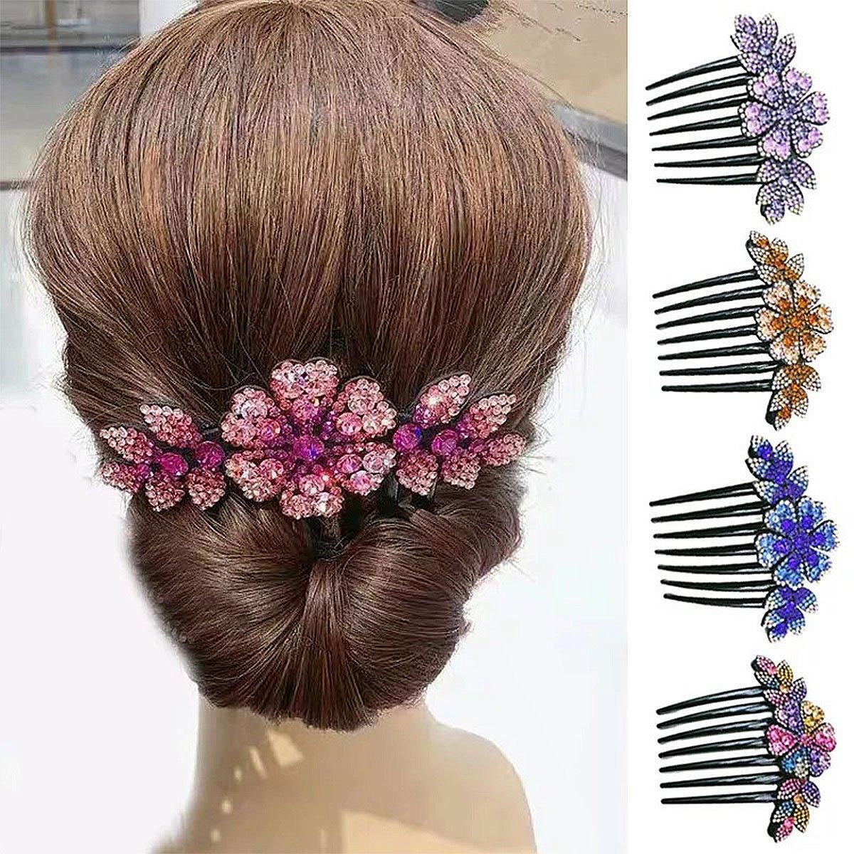 8Pack Rhinestone Hair Comb Non-Slip Simple All-Match Hair Accessories Fork Comb