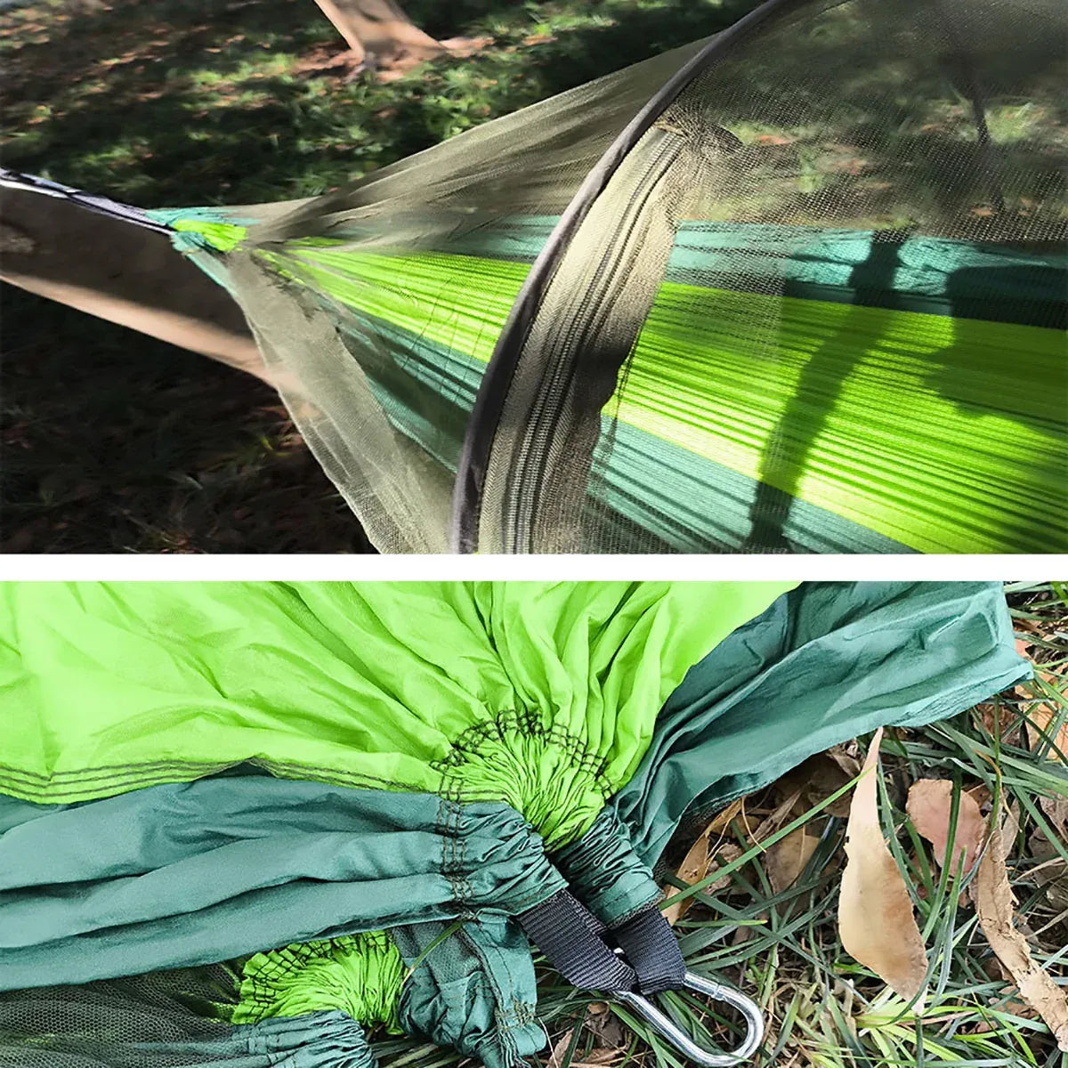 Camping Hammock Tent Set Double Outdoor Hanging Bed With Mosquito Net For Travel - Green