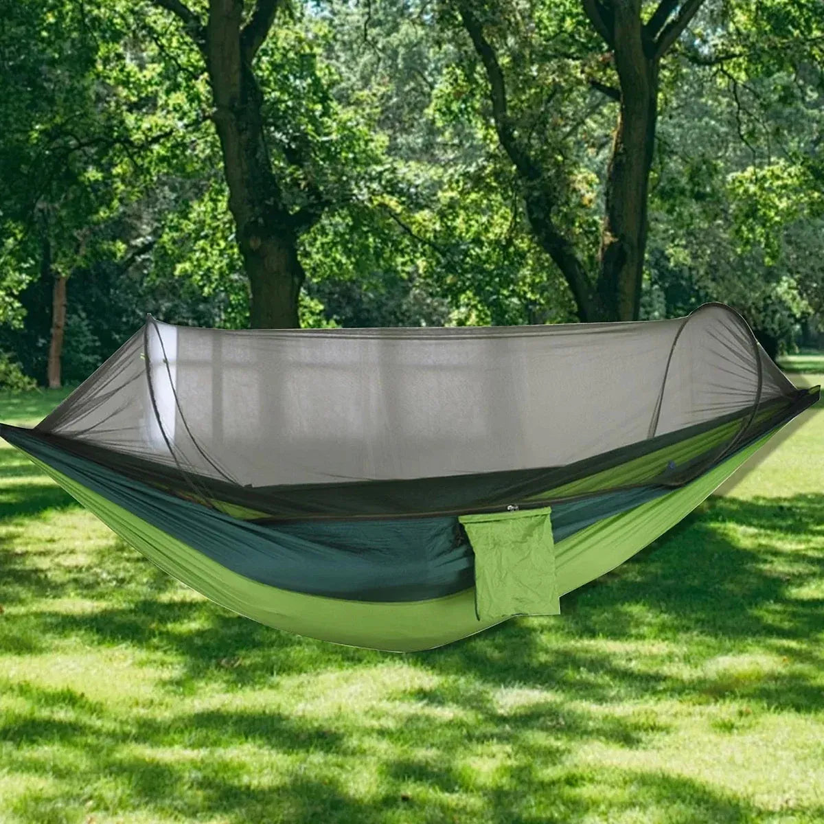 Camping Hammock Tent Set Double Outdoor Hanging Bed With Mosquito Net For Travel - Green