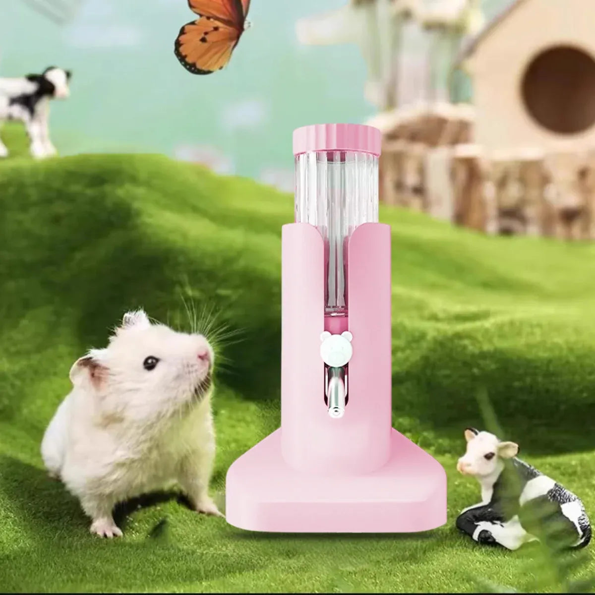 Hamster Water Dispenser Kettle Large Leak Proof Bracket Pet Drinking Supplies - Yellow