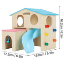 Wooden Luxury Hamster Villa Escape House Fun Nest Pet Home for Small Animals - Blue