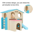 Wooden Luxury Hamster Villa Escape House Fun Nest Pet Home for Small Animals - Blue