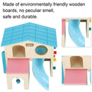 Wooden Luxury Hamster Villa Escape House Fun Nest Pet Home for Small Animals - Pink