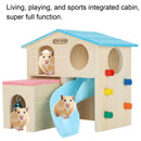 Wooden Luxury Hamster Villa Escape House Fun Nest Pet Home for Small Animals - Pink
