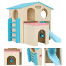 Wooden Luxury Hamster Villa Escape House Fun Nest Pet Home for Small Animals - Pink