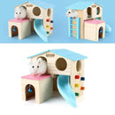 Wooden Luxury Hamster Villa Escape House Fun Nest Pet Home for Small Animals - Pink
