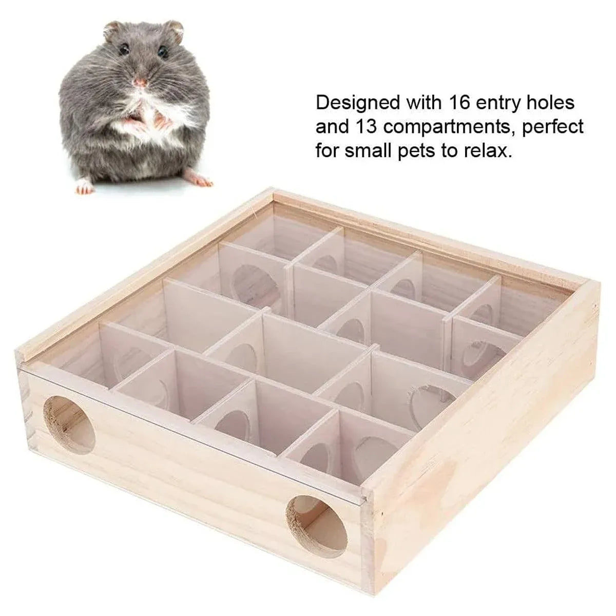 Wooden Hamster Maze Toy Interactive Small Pet Toy for Hamsters and Small Animals