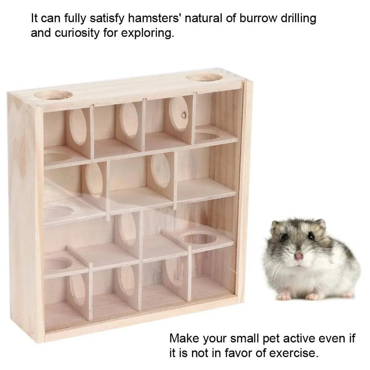 Wooden Hamster Maze Toy Interactive Small Pet Toy for Hamsters and Small Animals