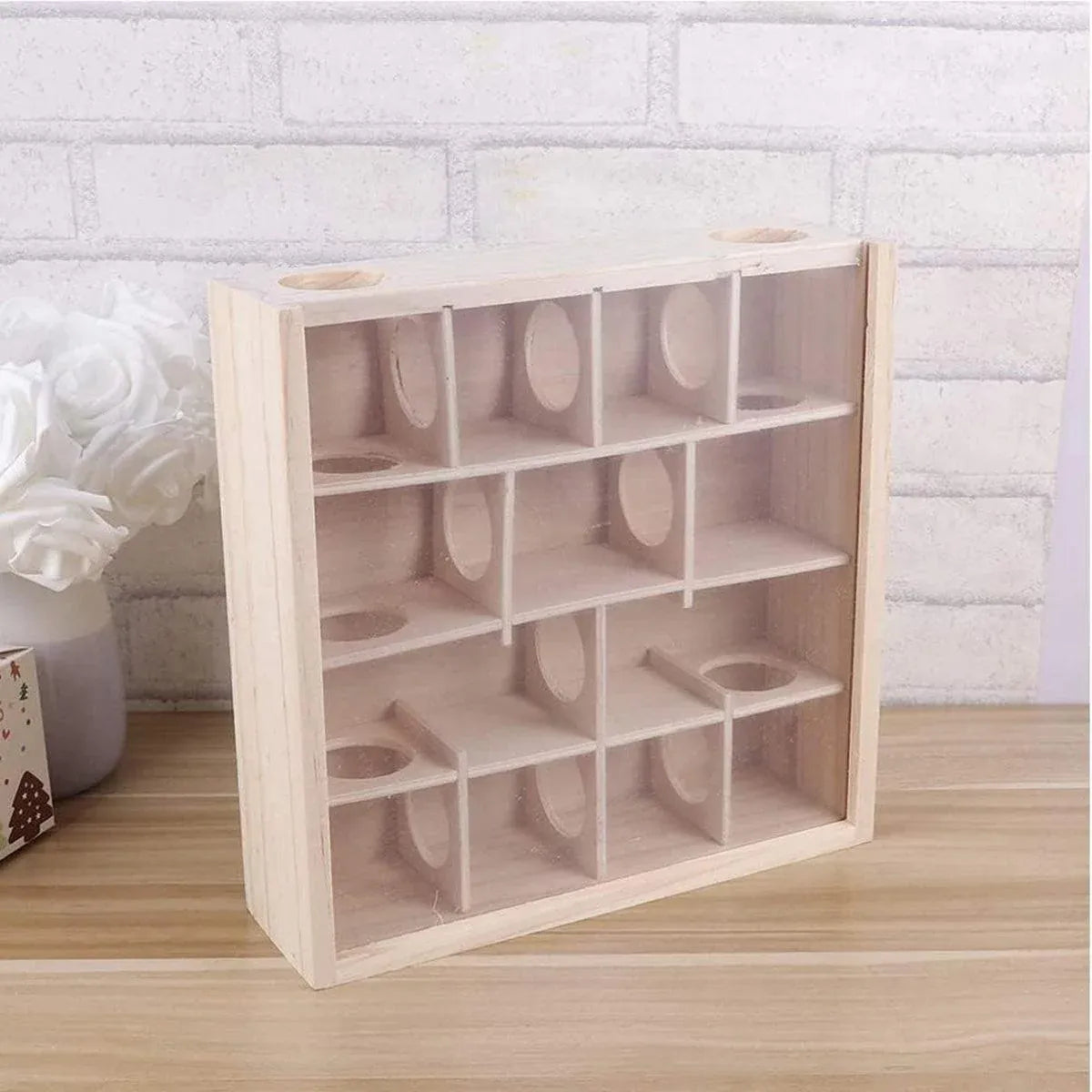 Wooden Hamster Maze Toy Interactive Small Pet Toy for Hamsters and Small Animals
