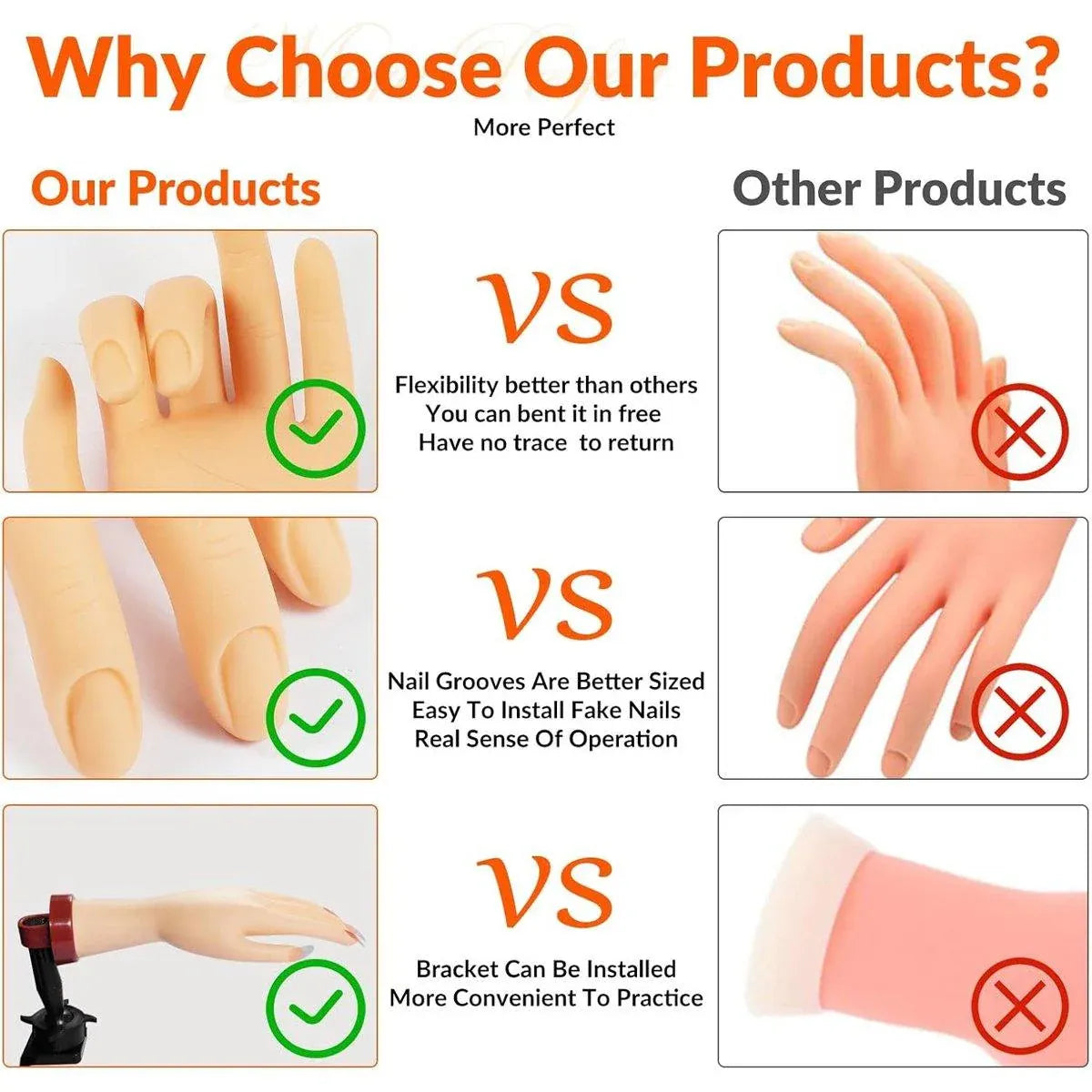 Manicure Practice Hand Mould Simulation Fake Hand Desktop Holder for Nail Art