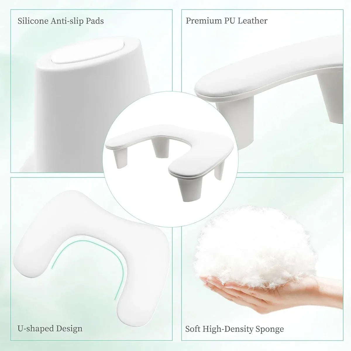 Manicure Hand Rest PU Leather Nail Arm Cushion Portable Tilting Detachable Pad