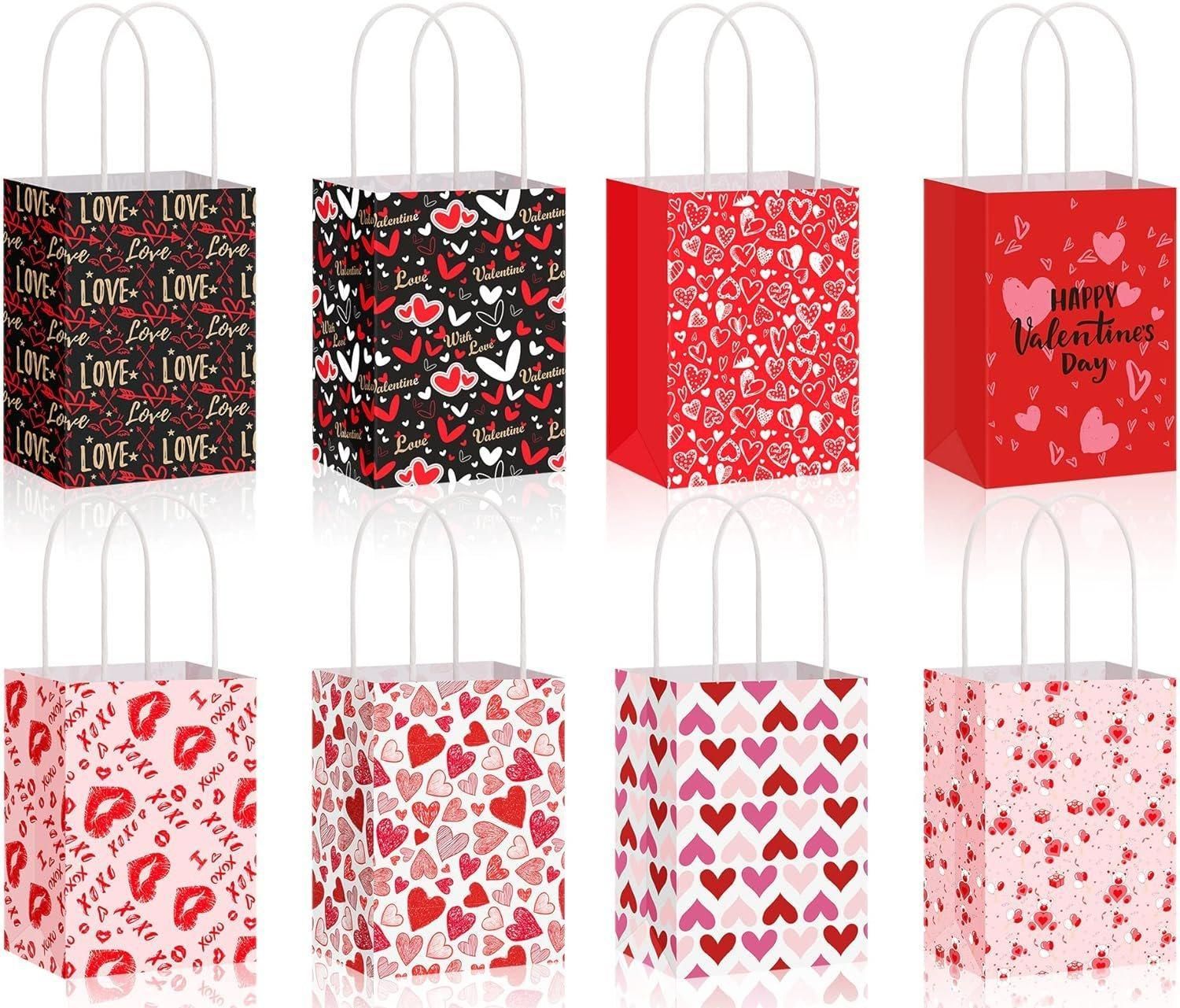 30x Valentines Day Love-Themed Tote Bag Elegant Kraft Paper Handbag Lightweight - Y169