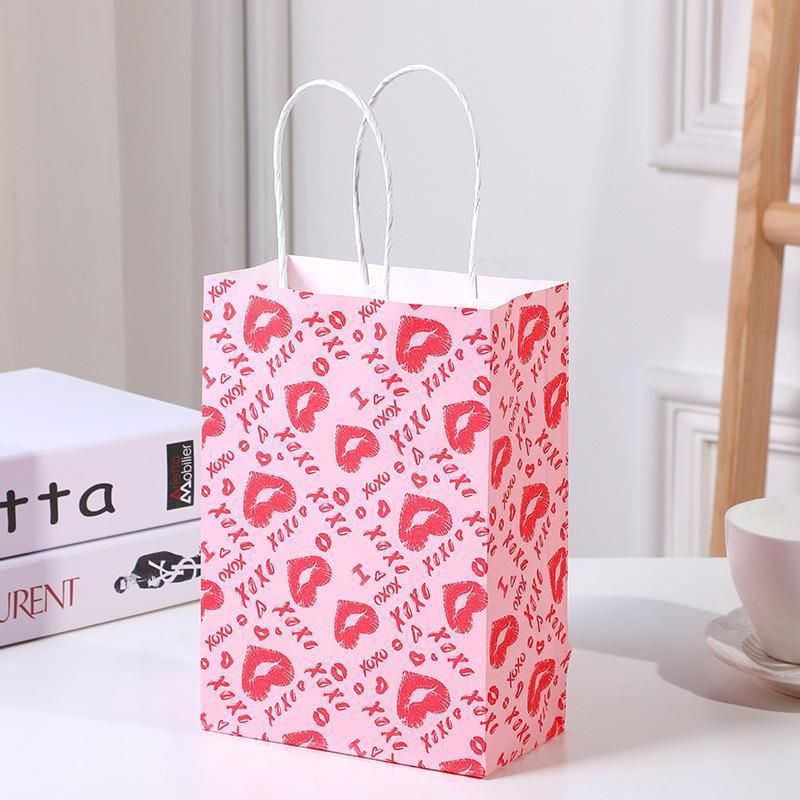 30x Valentines Day Love-Themed Tote Bag Elegant Kraft Paper Handbag Lightweight - Y171