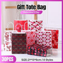 30x Valentines Day Love-Themed Tote Bag Elegant Kraft Paper Handbag Lightweight - Y173