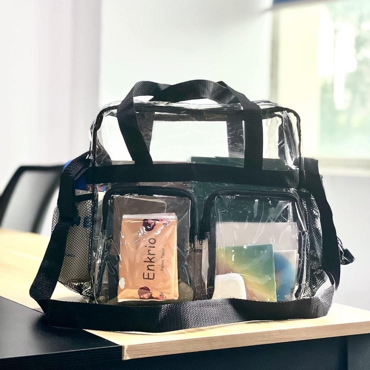 Clear Tote Bag Plastic Transparent Purse Handbag Zipper Security Event Stadium - Grey