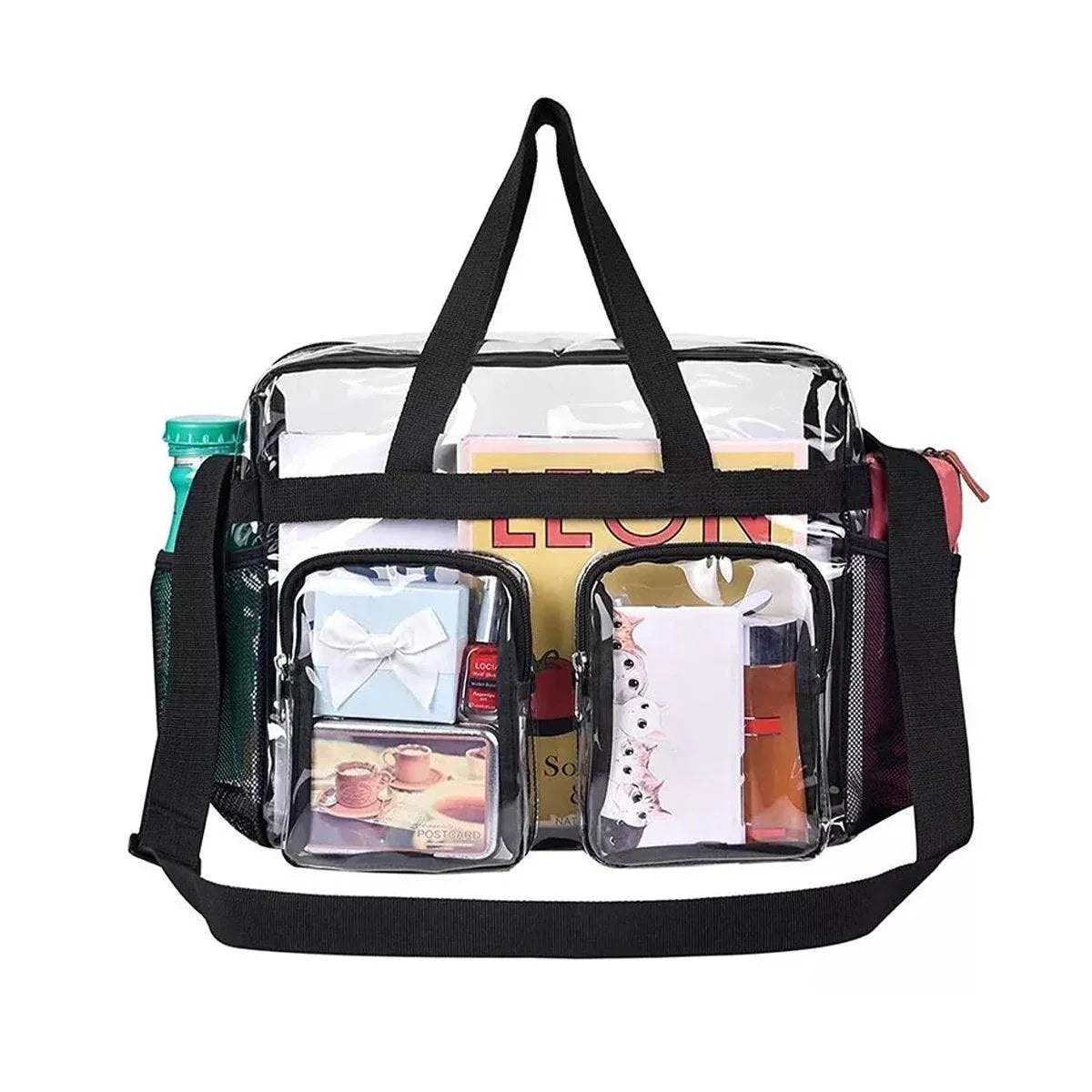 Clear Tote Bag Plastic Transparent Purse Handbag Zipper Security Event Stadium - Grey