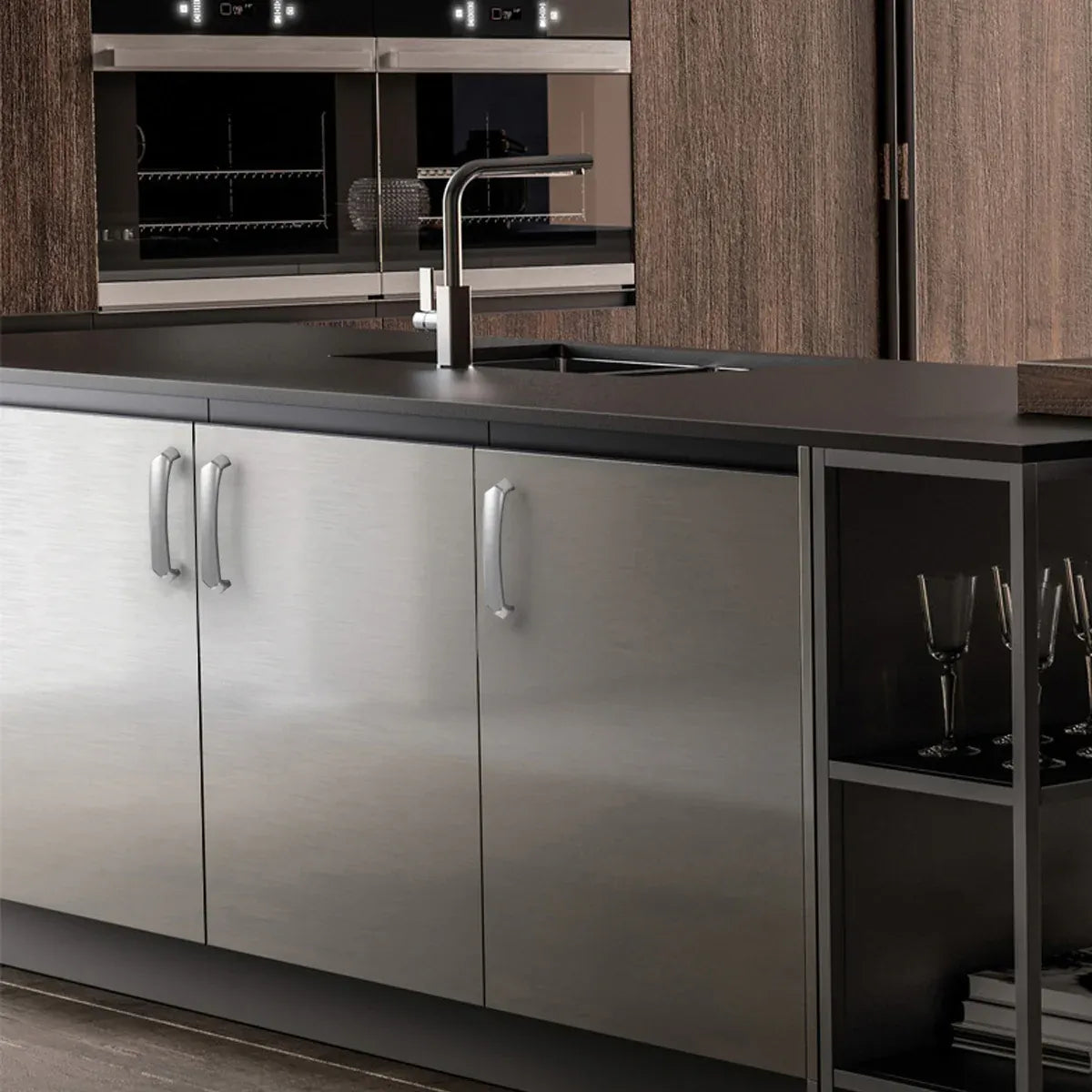 Cabinet Door Handle Bright Silver Modern Simple Wardrobe Kitchen Bathroom Pull - 192mm