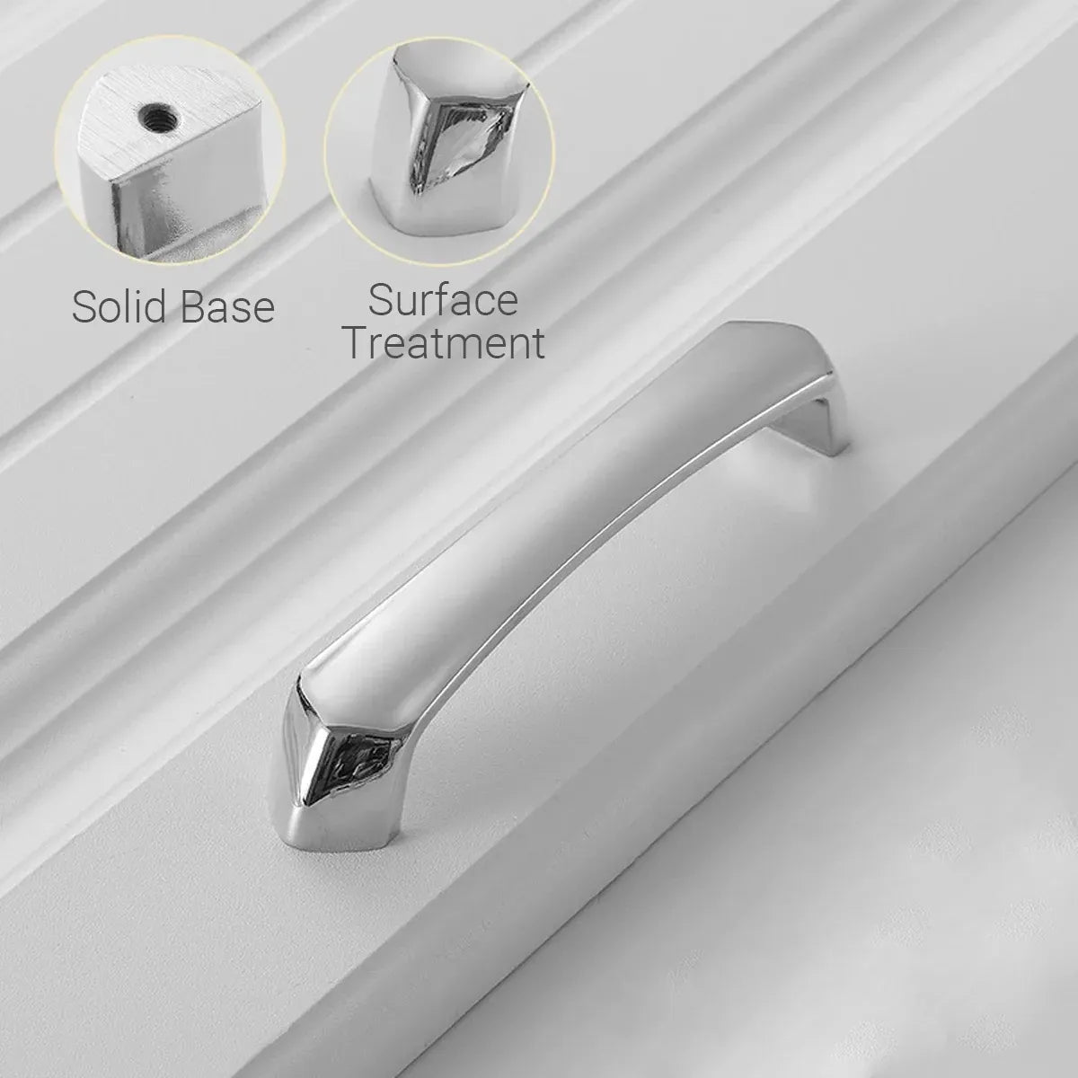 Cabinet Door Handle Bright Silver Modern Simple Wardrobe Kitchen Bathroom Pull - 192mm