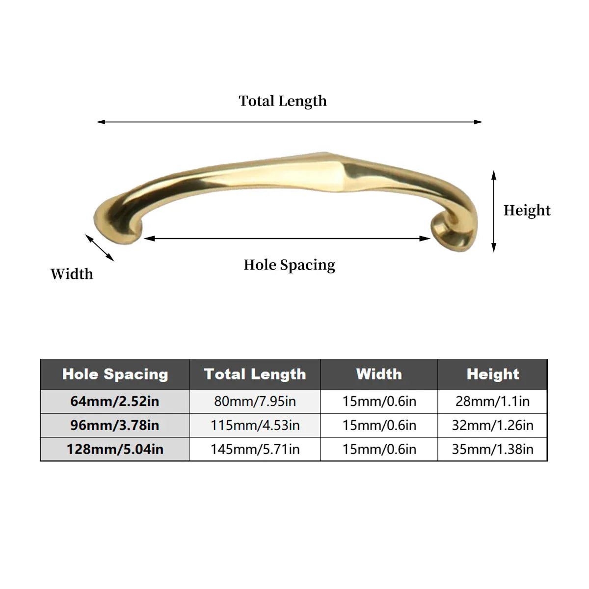 Copper Cabinet Handles Gold Drawer Pulls 3 Sizes Simple Closet Door Handle - 128mm