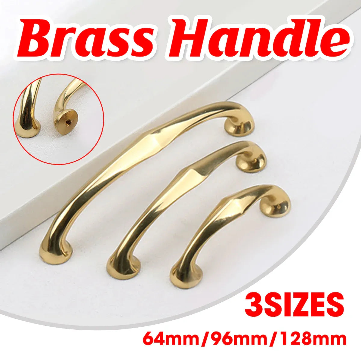 Copper Cabinet Handles Gold Drawer Pulls 3 Sizes Simple Closet Door Handle - 128mm