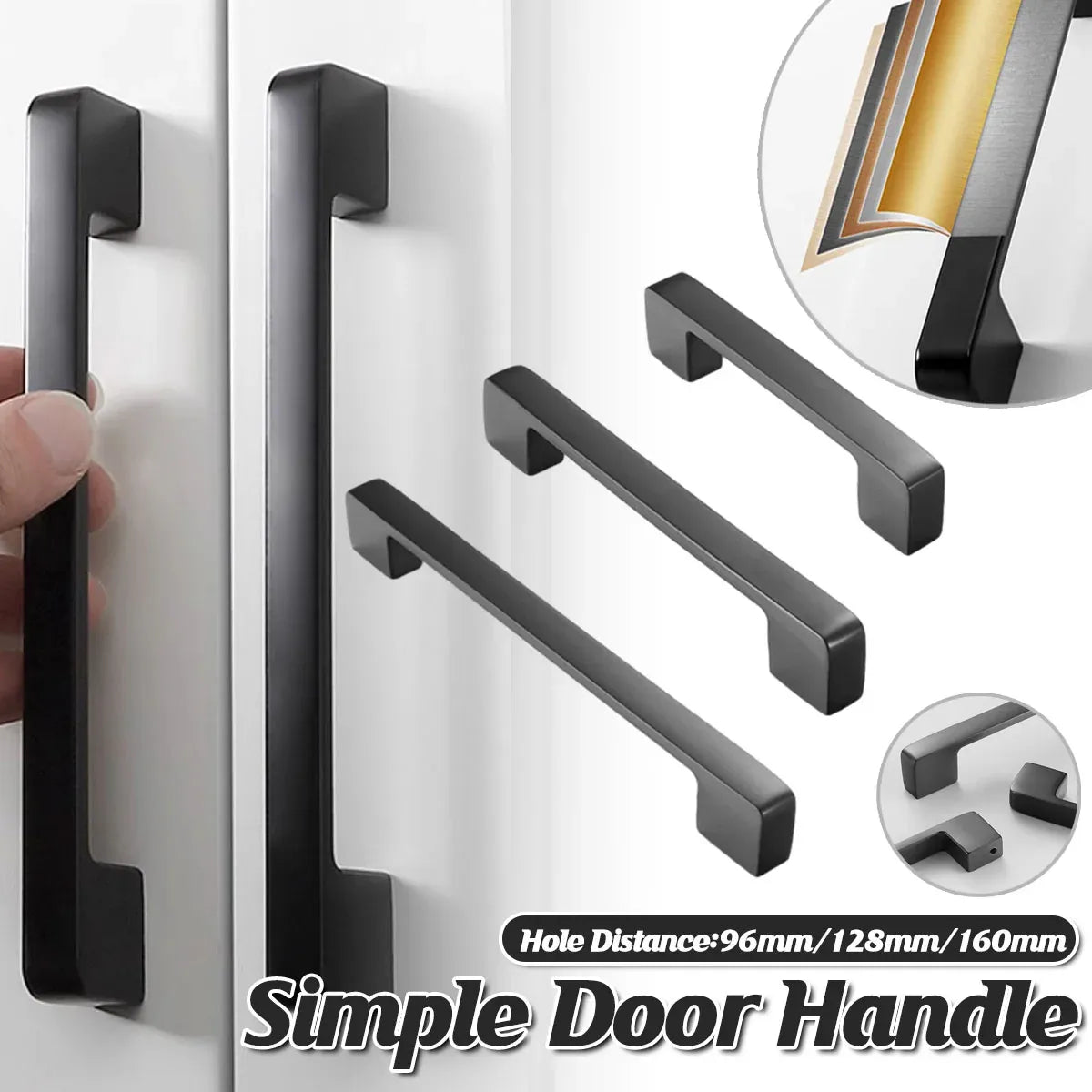 Dark Grey Modern Simple Wardrobe Handle 96/128/160mm Drawer Cabinet Door Pull - 128mm