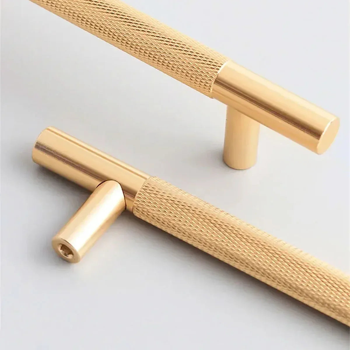 Light Luxury Cabinet Handle Full Copper Gold Straight Knurled Drawer Door Pull - 128mm