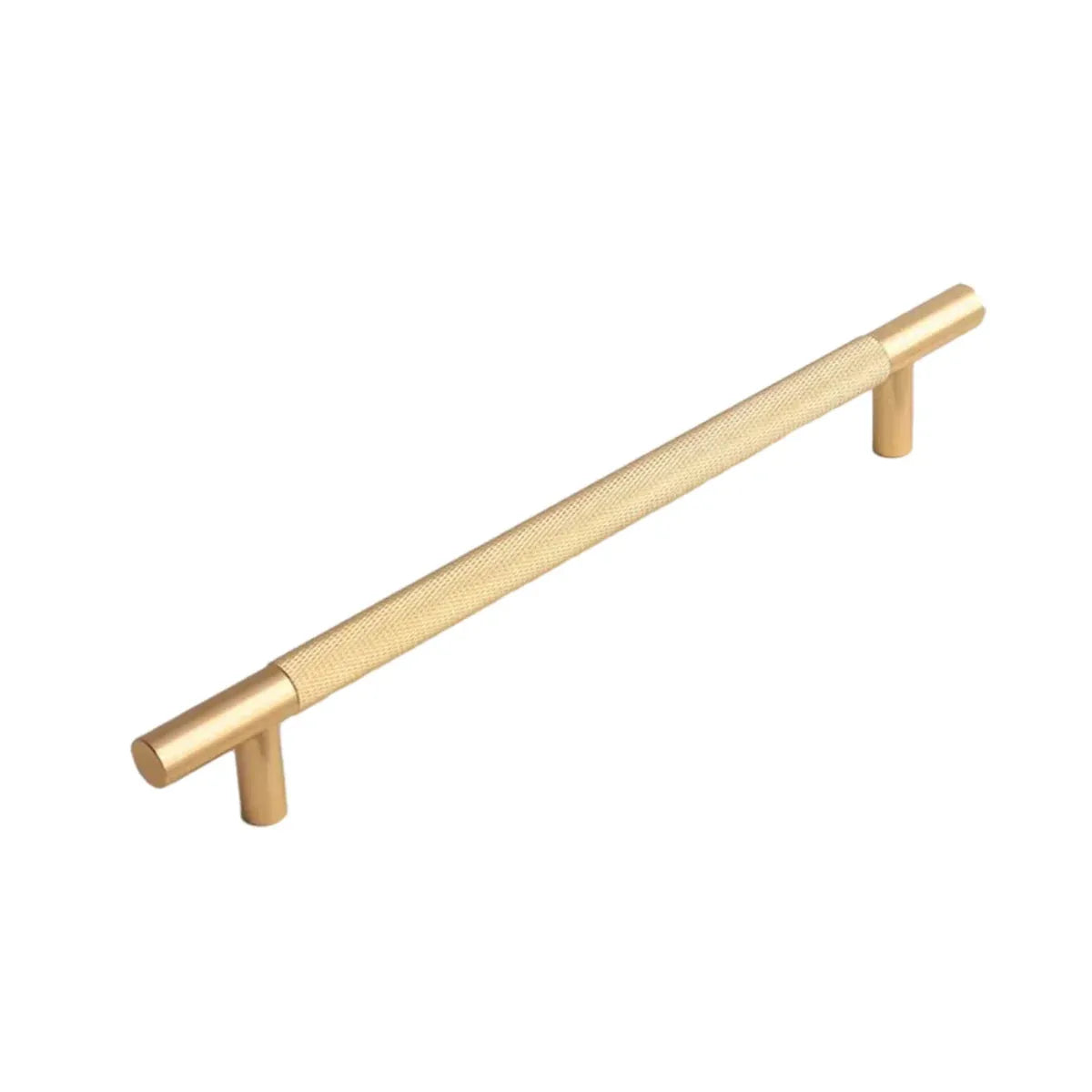 Light Luxury Cabinet Handle Full Copper Gold Straight Knurled Drawer Door Pull - 320mm