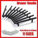 5PCS Black Kitchen Cabinet Door Handles Stainless Steel Door Drawer Pull T Bar - 350mm/224mm