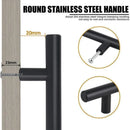 5PCS Black Kitchen Cabinet Door Handles Stainless Steel Door Drawer Pull T Bar - 350mm/224mm