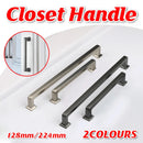 128mm 224mm Wardrobe Cabinet Door Handle Modern Simple Drawer Pull Furniture - Grey-128mm